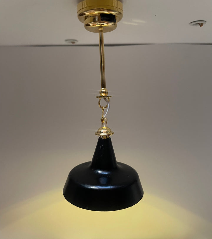 1:12 Dollhouse Farmhouse Battery Operated Lamp, Modern Funnel Light