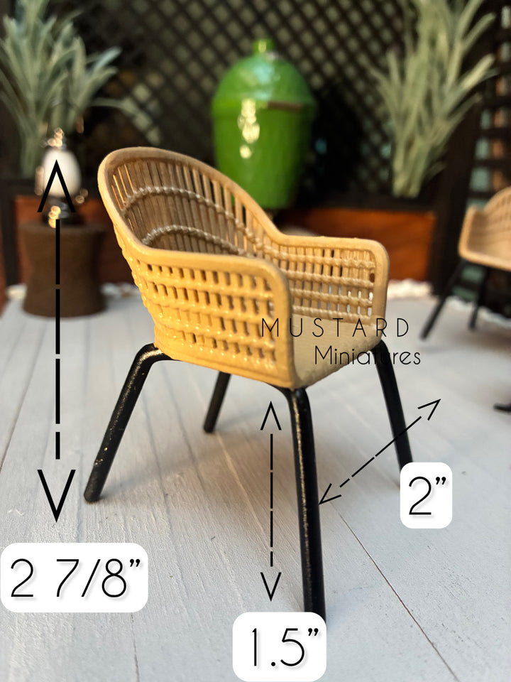 1:12 Scale Dollhouse Black Tan Patio Set with throw