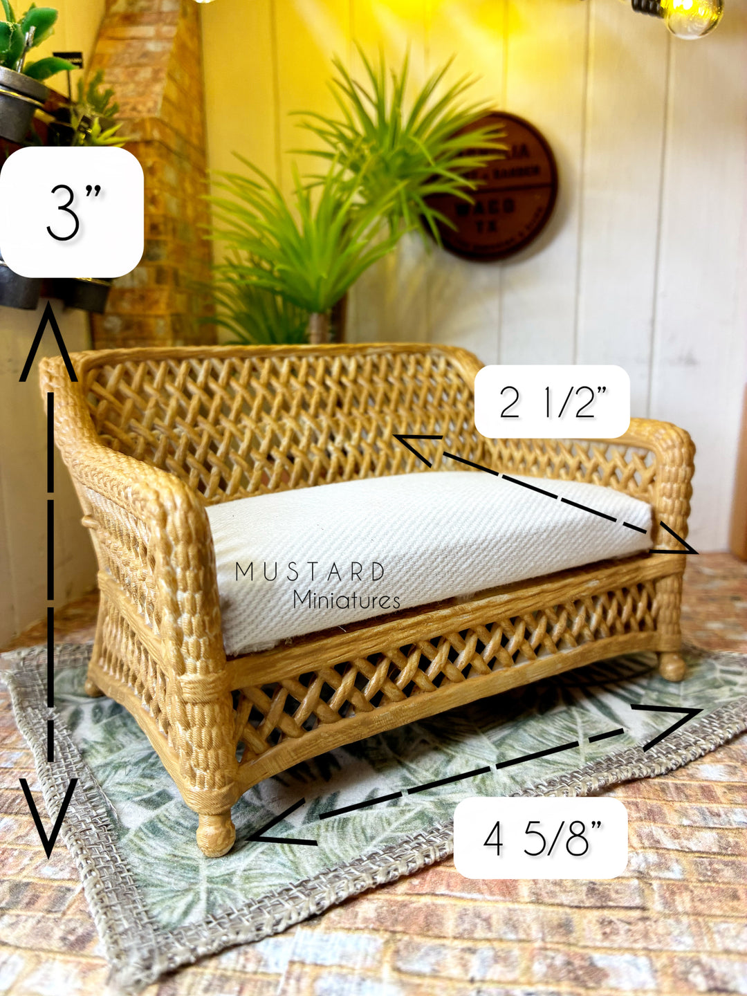 1:12 Scale Dollhouse 3D Wicker Patio Furniture or Tables, Brown Beige