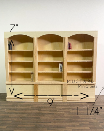 1:12 Scale Dollhouse Cabinet Bookshelf, Bookcase, Wooden Display shelf, Natural Wood