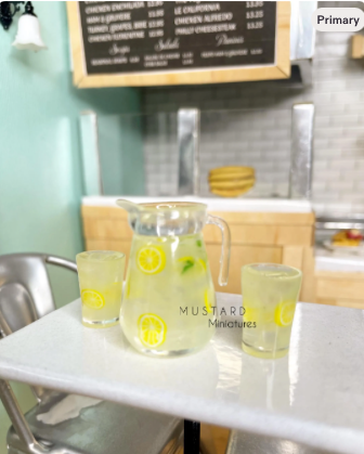 Dollhouse Lemonade Set: Miniature Pitcher and Glasses