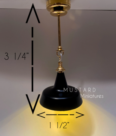 1:12 Dollhouse Farmhouse Battery Operated Lamp, Modern Funnel Light