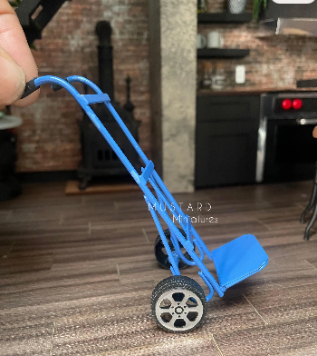Dollhouse Miniature Blue Metal Dolly 1:12 Scale