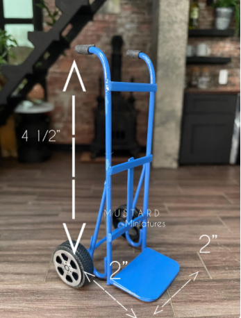 Dollhouse Miniature Blue Metal Dolly 1:12 Scale