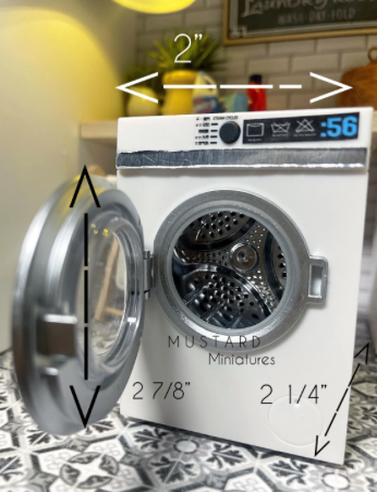 Dollhouse Working Laundry Washer and Dryer, Miniature Working Washing Machine