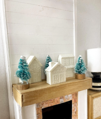 Miniature Christmas Village Houses, Glitter Snow Roof, Dollhouse Decor