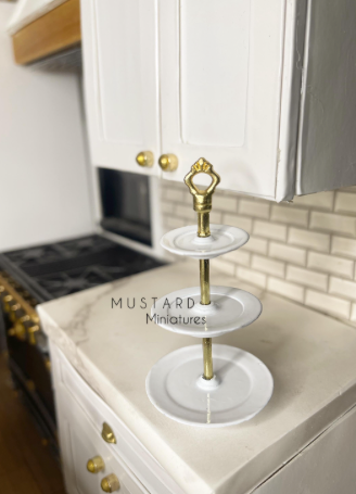 Dollhouse Miniature Metal Pastry Stand, Cupcake Display
