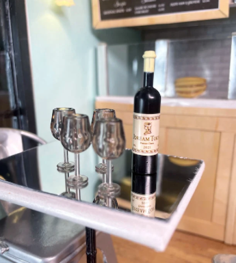 Dollhouse Miniature: Grey Wine Glasses or Wine Bottle