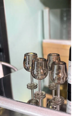 Dollhouse Miniature: Grey Wine Glasses or Wine Bottle