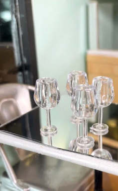 Dollhouse Miniature Wine Glasses or Bottle: Transparent Plastic Drink ware