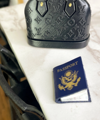 Dollhouse Miniature Passport: Blue Leather Dollhouse Decor