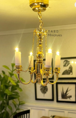 1:12 Dollhouse Chandelier Lamp, Modern Miniature Light