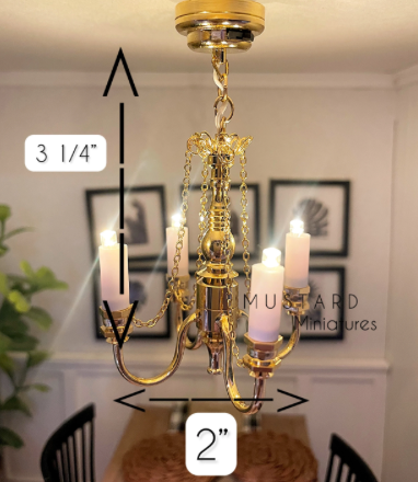 1:12 Dollhouse Chandelier Lamp, Modern Miniature Light