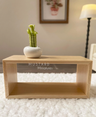 Dollhouse Natural Wood Coffee Table, Miniature Furniture 1:12 Scale