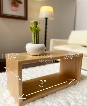 Dollhouse Natural Wood Coffee Table, Miniature Furniture 1:12 Scale