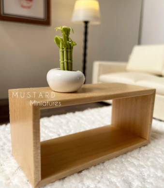 Dollhouse Natural Wood Coffee Table, Miniature Furniture 1:12 Scale