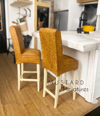 Dollhouse Braided High Barstool, Modern Miniatures
