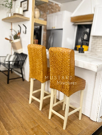 Dollhouse Braided High Barstool, Modern Miniatures