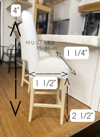 Dollhouse Braided High Barstool, Modern Miniatures, White Tan
