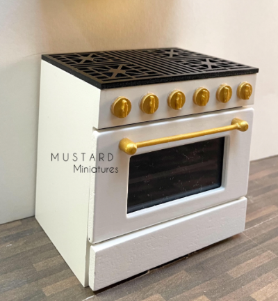 Dollhouse Miniature stove oven, operating door and light 1:12 Scale