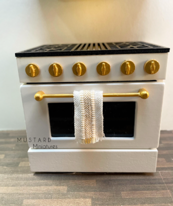 Dollhouse Miniature stove oven, operating door and light 1:12 Scale