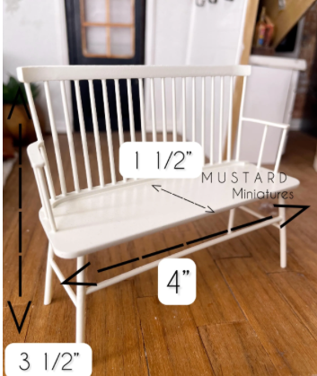 Dollhouse Miniature Off White Bench, Modern Miniatures, 1:12 Scale