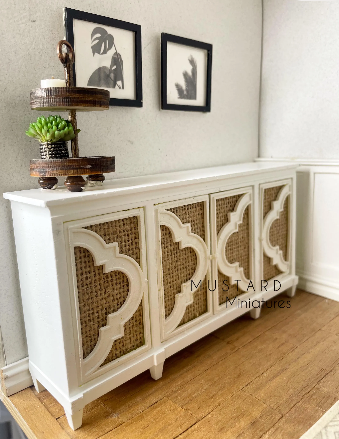 Dollhouse White Cabinet, Modern Miniatures, 1:12 Scale