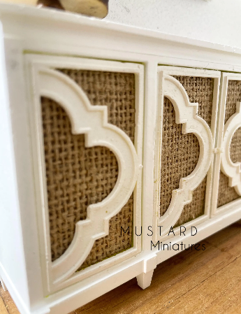 Dollhouse White Cabinet, Modern Miniatures, 1:12 Scale