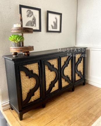 Dollhouse Black Cabinet, Modern Miniatures, 1:12 Scale