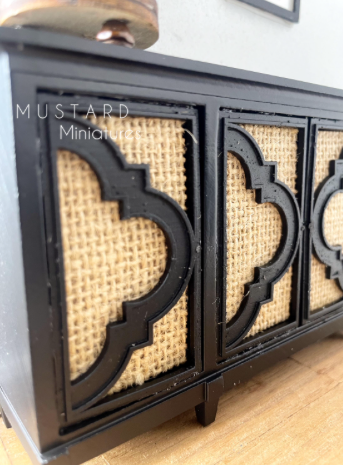 Dollhouse Black Cabinet, Modern Miniatures, 1:12 Scale