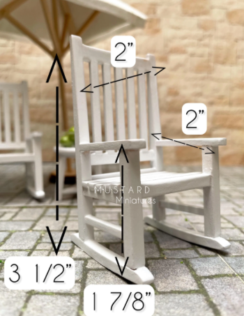 Dollhouse White Patio Rocking Chair set Furniture, Pillows included 1:12 Scale