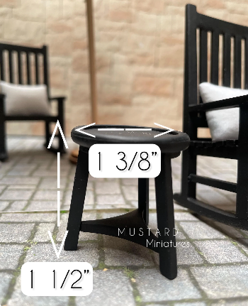 1:12 Scale Dollhouse Black Patio Rocking Chair set Furniture, Pillows included