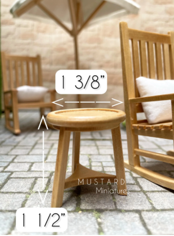 Dollhouse Patio Rocking Chair set Furniture, Pillows included 1:12 Scale. Natural Wood