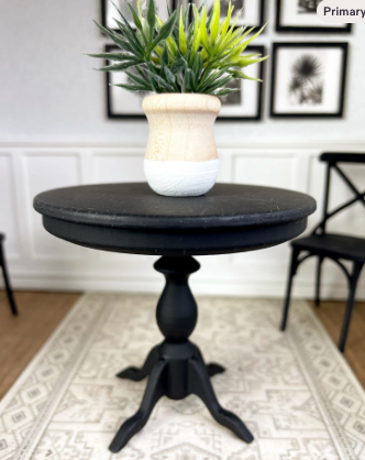 Dollhouse Miniature Black Pedestal Table, 1:12 Scale