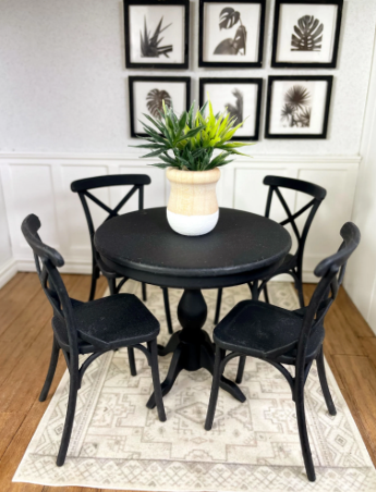 Dollhouse Miniature Black Pedestal Table, 1:12 Scale