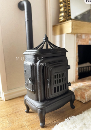 Dollhouse Miniature Black Antique Stove 1:12 Scale