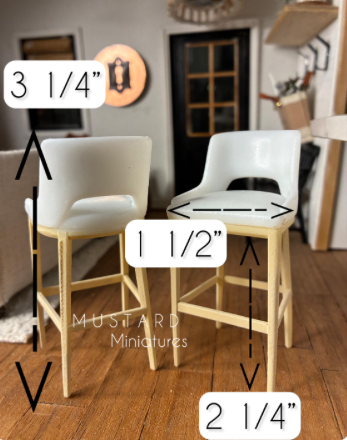 Dollhouse Modern High Barstool, Modern Miniatures, Tan white
