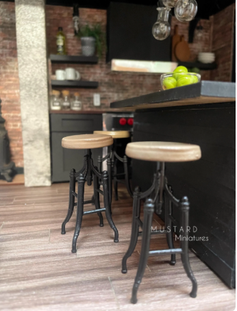 Dollhouse Bar Stool, Modern Miniature Pub Stool 1:12 Scale