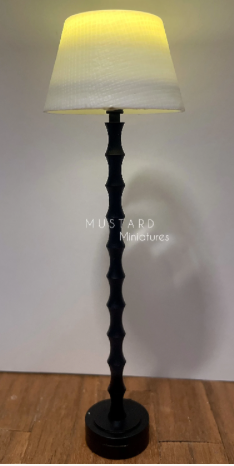 1:12 Scale Dollhouse Black Bamboo Floor Lamp, Battery Operated