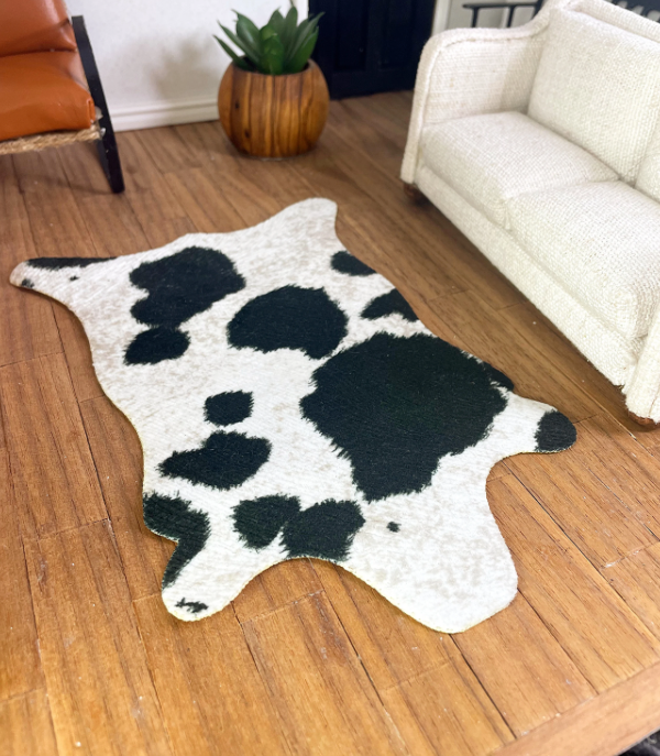 1:12 Scale Dollhouse Area Rug, Black Animal Rug