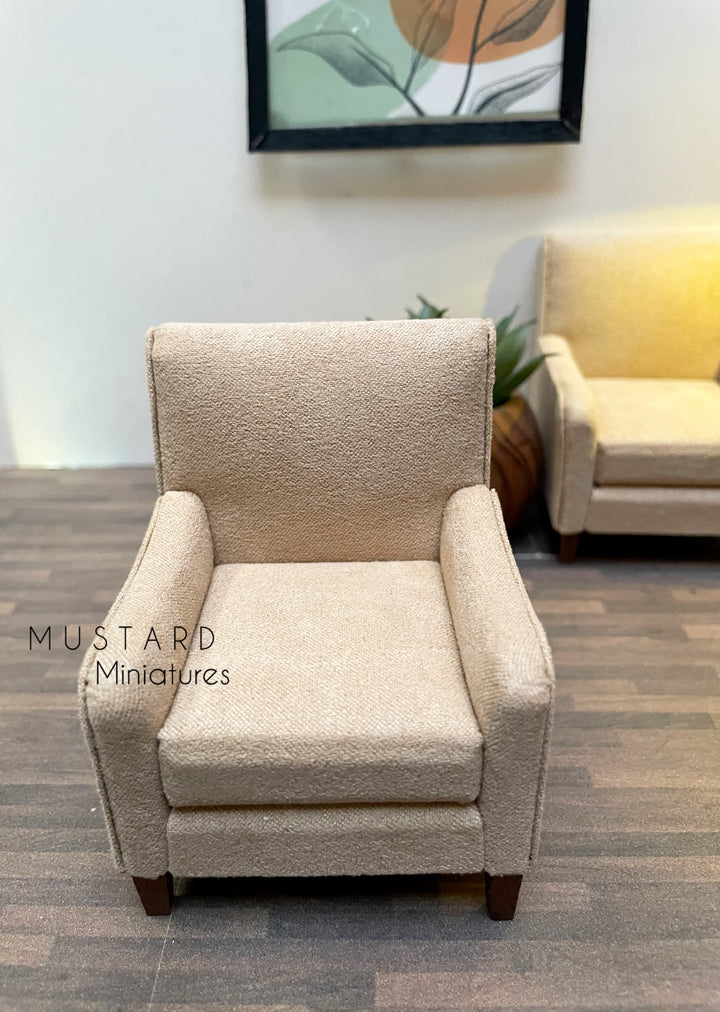 1:12 Scale Dollhouse Brown Arm Chair, Modern Miniatures