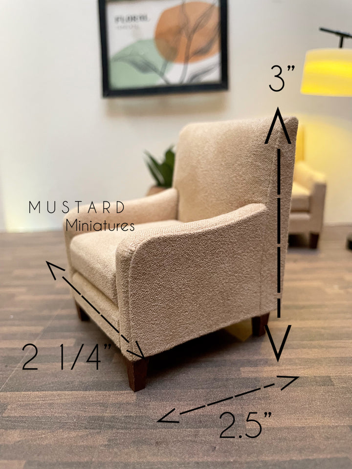 1:12 Scale Dollhouse Brown Arm Chair, Modern Miniatures