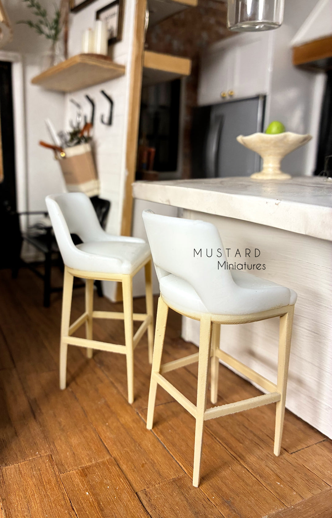Dollhouse Modern High Barstool, Modern Miniatures, Tan white