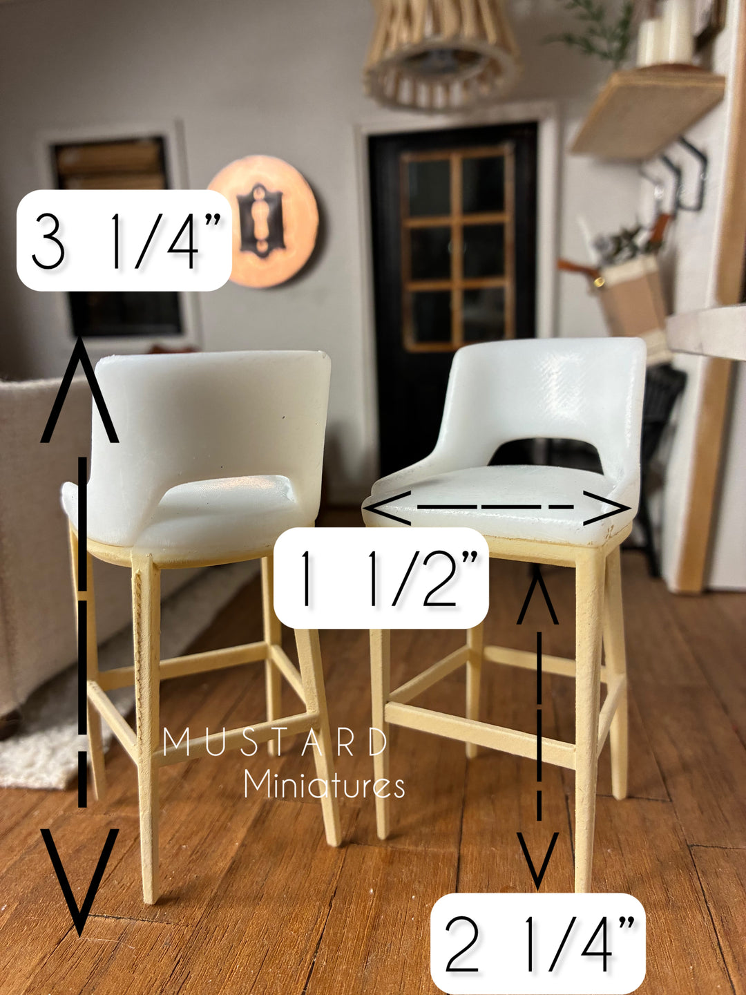 Dollhouse Modern High Barstool, Modern Miniatures, Tan white