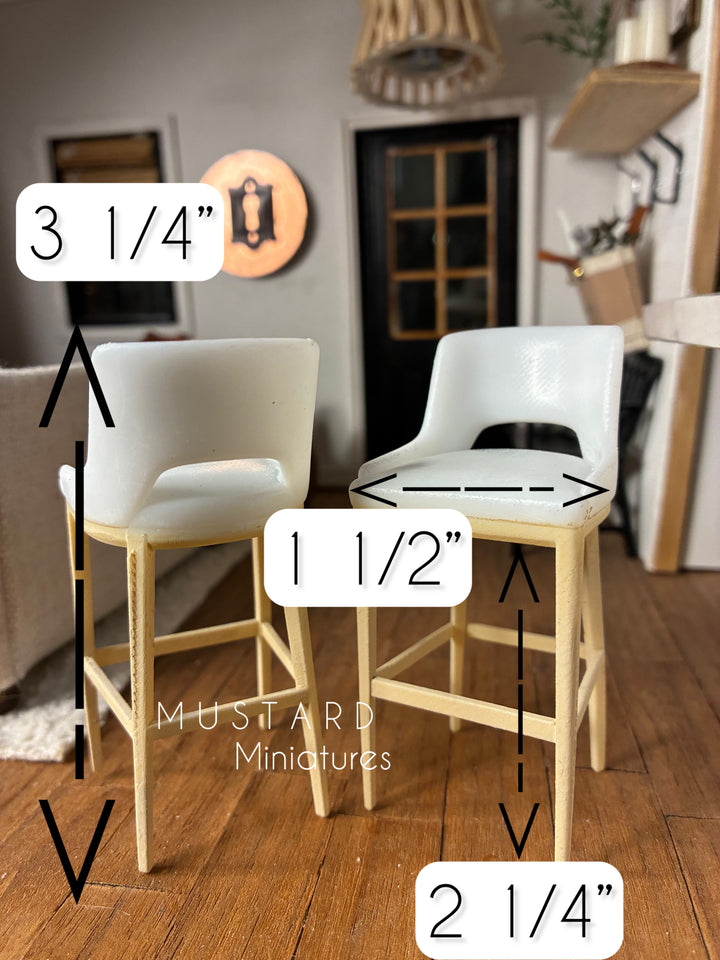 Dollhouse Modern High Barstool, Modern Miniatures, Tan white