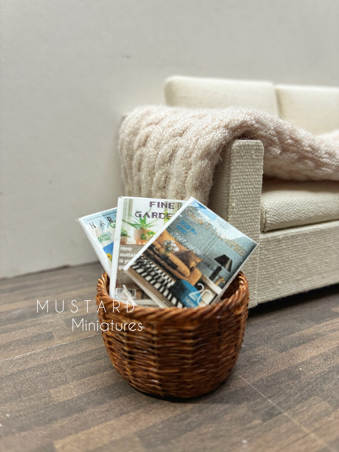 Dollhouse Miniature Round Faux "Woven" Basket: Modern Dollhouse Accessory