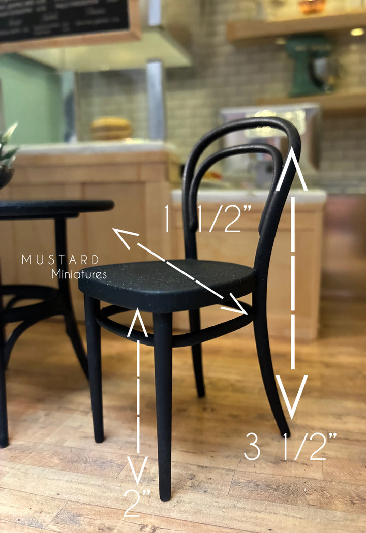 Dollhouse Dining Set, Modern Distressed French Bistro Chairs, Bistro Table in Black