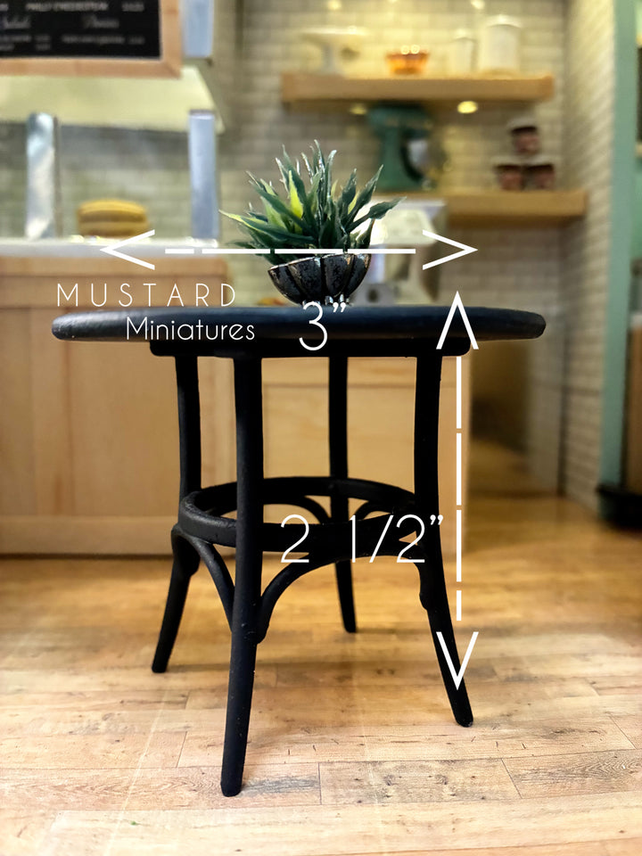 Dollhouse Dining Set, Modern Distressed French Bistro Chairs, Bistro Table in Black