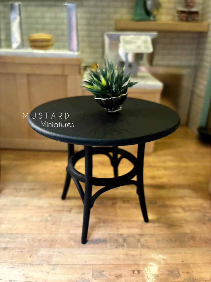 Dollhouse Dining Set, Modern Distressed French Bistro Chairs, Bistro Table in Black