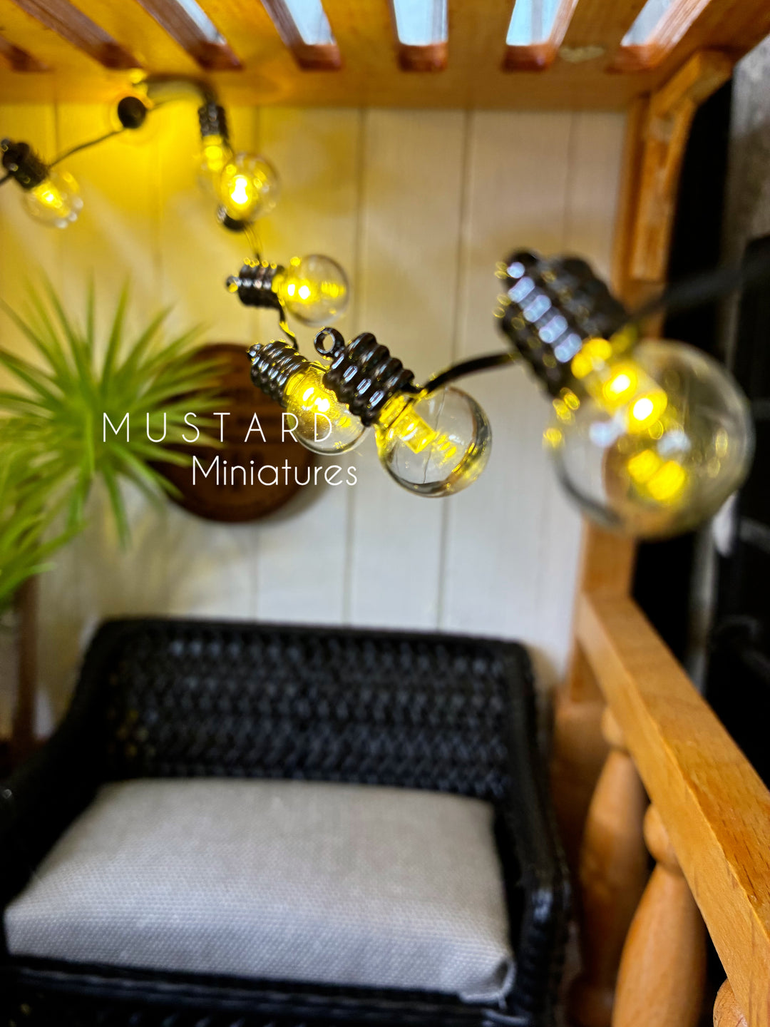 Dollhouse Miniature Patio Lights, Battery Operated, Strand of 16 lights